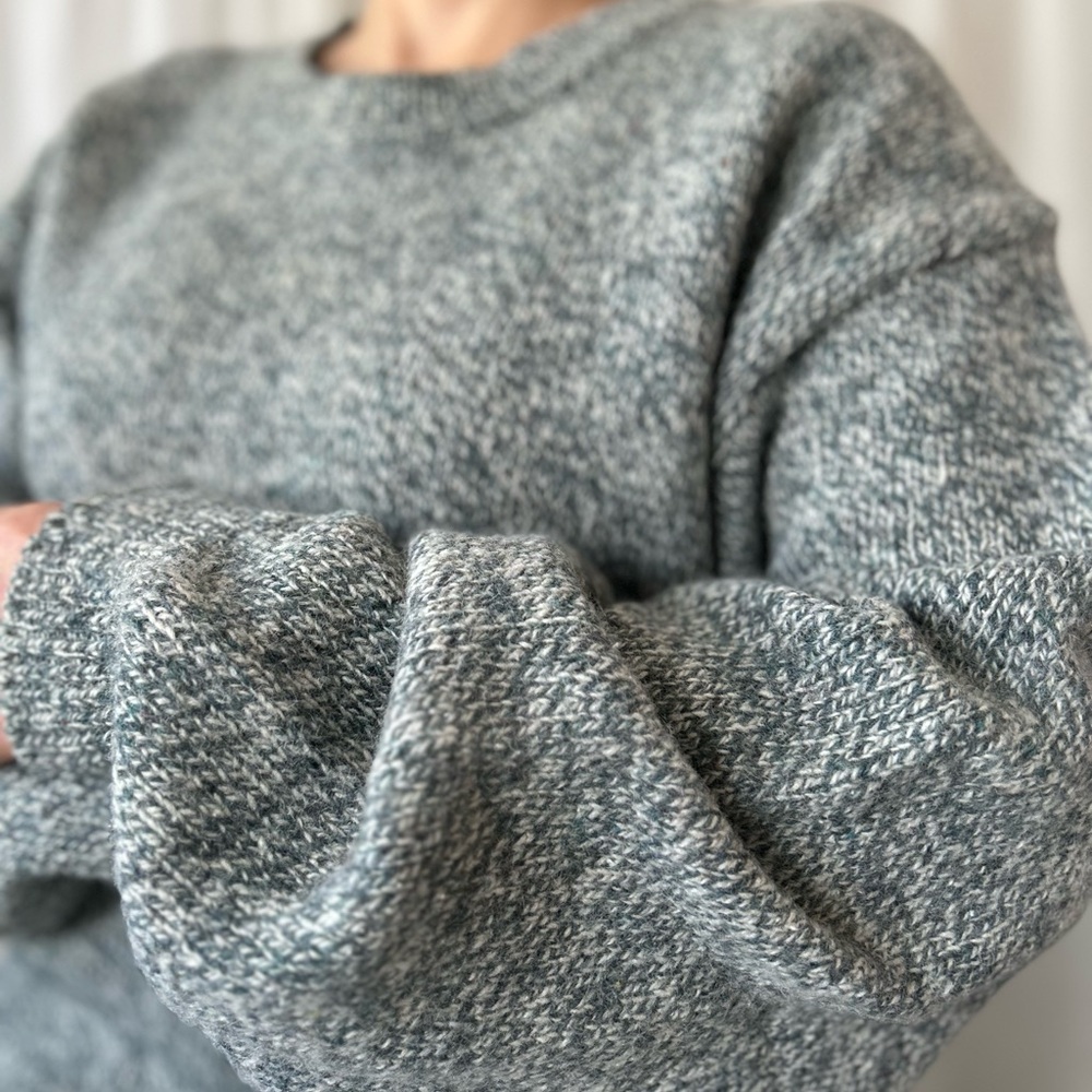 Vintage 90s Lands' End Green Marled Wool Crewneck Sweater |Cozy Grandpacore Knit - Picture 10 of 10